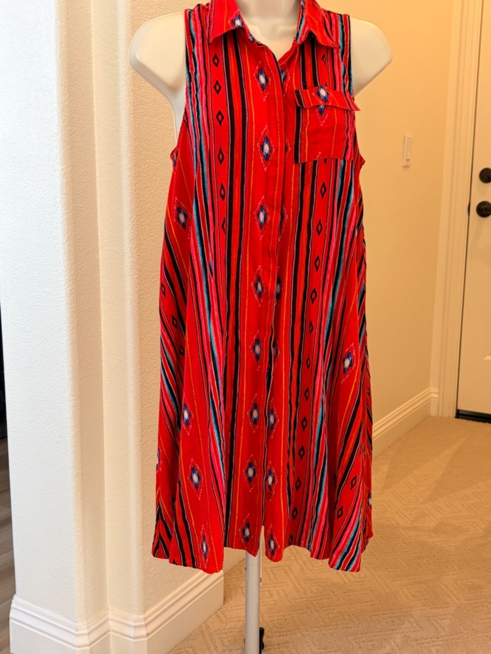 BONGO Multicolored Striped Sleeveless Dress